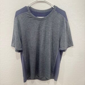 Lululemon Gray Blue Athletic Shirt Mens Large? short Sleeve Performance Workout